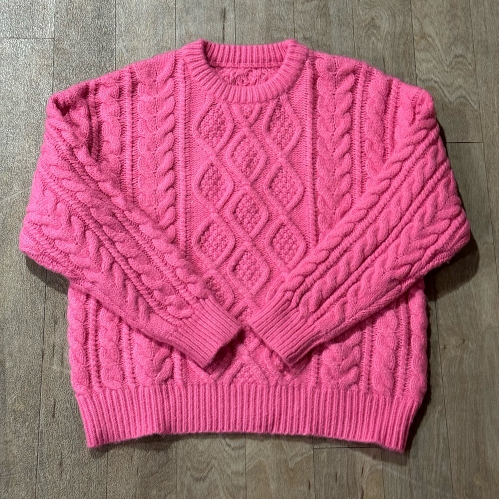 Daily Drills Vibrant Pint Cable Knit Crewneck Sweater Size XS/S - Picture 2 of 5
